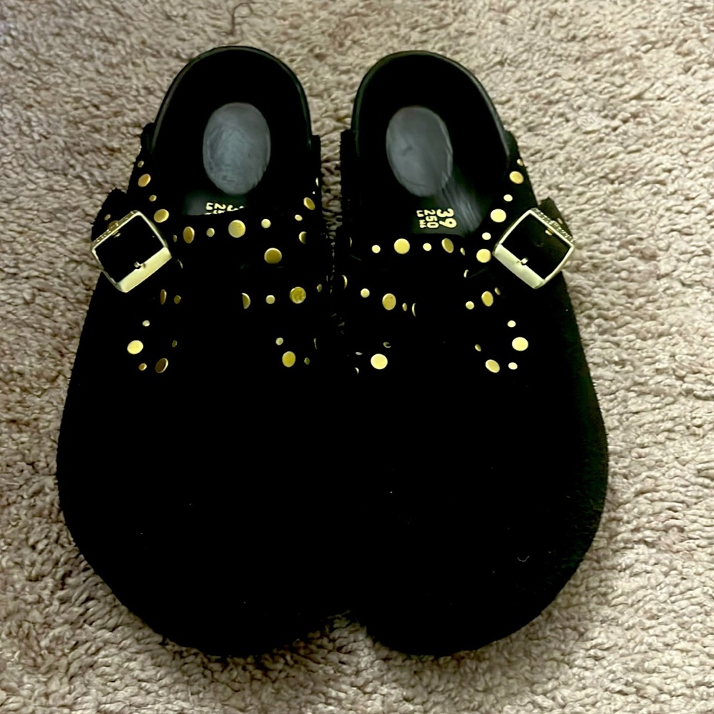 Birkenstock Boston Rivets Black Suede Clogs | EU: 39 US 8-8.5 | Regular/Wide